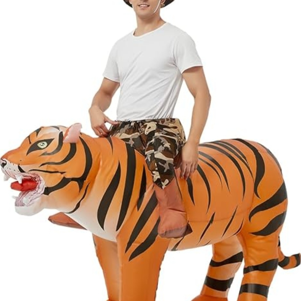 Inflatable Tiger Ride-On Costume for Kids